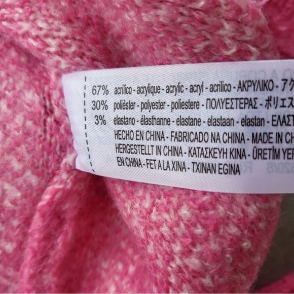 NWT Zara Argyle Crop Cardigan, Pink Jacquard Knit | Sz M - Picture 5 of 6